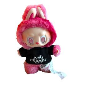 Labubu Pink Bunny Plush Bag Charm Doll Pop Mart Designer Style Sweater